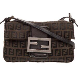 Fendi Zucchino FF Double Flap Baguette
